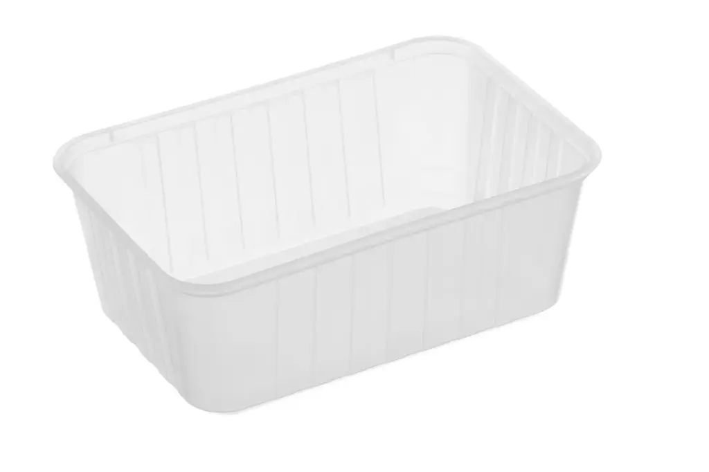 [REB1000] 1000ml Ribbed Rectangular Container Natural