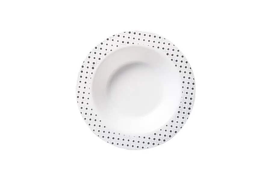 [DTS7B6] 190mm Heavy Duty Bowl With Silver Dot Rim Pk6