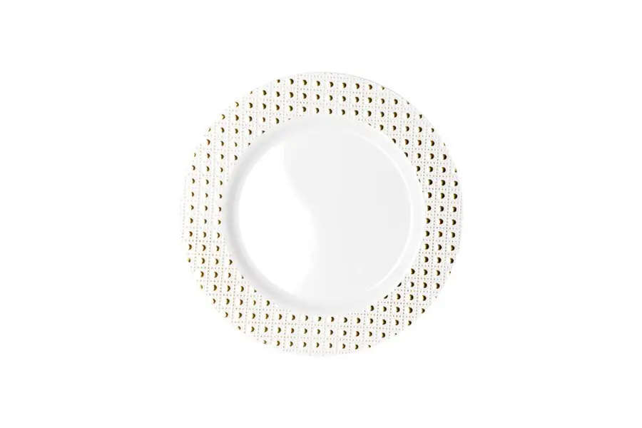 [DTG76] 190mm Heavy Duty Lunch Plate With Gold Dot Rim Pk6