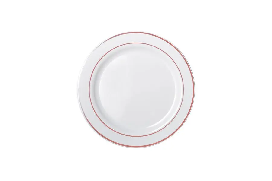 190mm Heavy Duty White Lunch Plate With Rose Gold Lining Pk6