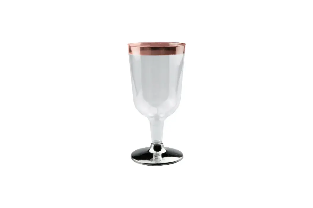 200ml Wine Glass With Rose Gold Rim Pk6