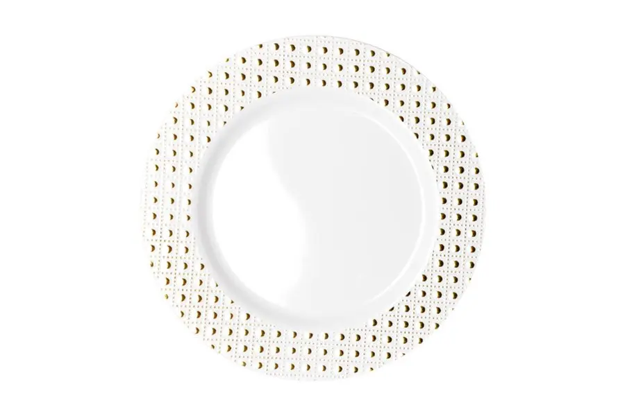 260mm Heavy Duty Dinner Plate With Gold Dot Rim Pk6