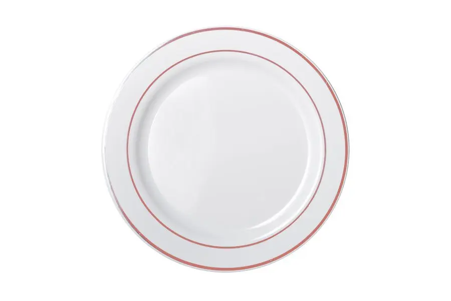 260mm Heavy Duty White Dinner Plate With Rose Gold Lining Pk6