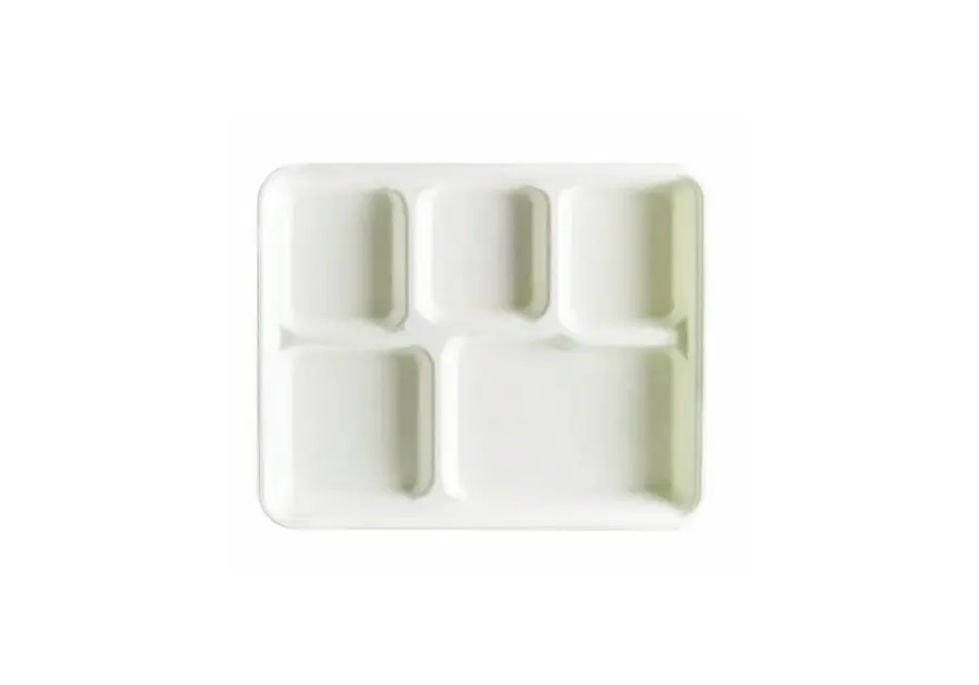 265x215mm Sugar Cane 5-Compartment Plate Pk20