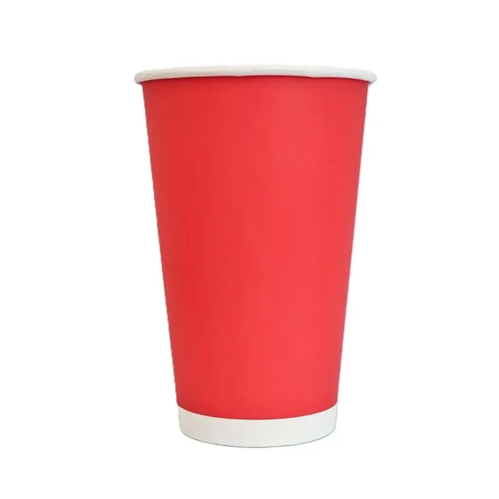 [BIPLA1615R] 450mL FSC PLA Red Paper Cup Pk15
