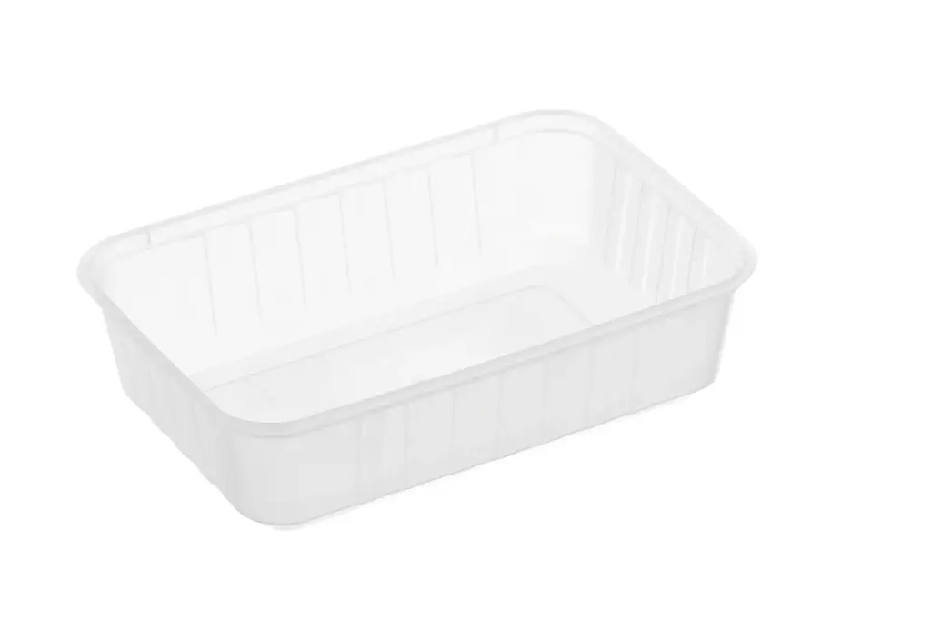 [REB750N] 750ml Ribbed Rectangular Container Natural