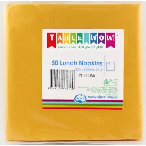 Yellow Lunch Napkin 33X33cm 2ply P50