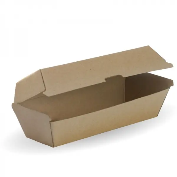 [WOW-HOT-DOG-BOX] 200 KRAFT CORRUGATED HOT DOG BOX 208*70*75