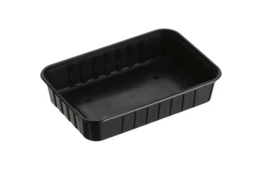 500ml Ribbed Rectangular Container Black