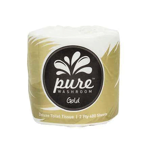 Pure Washroom Gold Deluxe 2 Ply 400 Sheet Toilet Tissue Roll