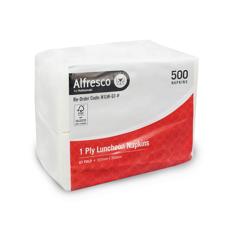FSC Napkin White 1 Ply Luncheon GT Fold