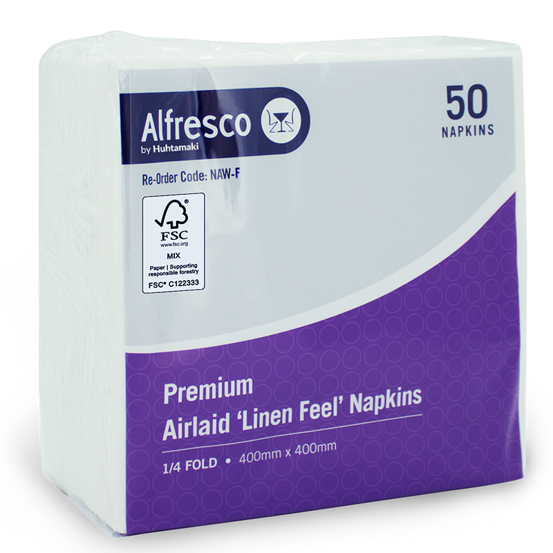 Airlaid Alfresco Linen Feel Alfresco Napkins - White, Quarter Dinner