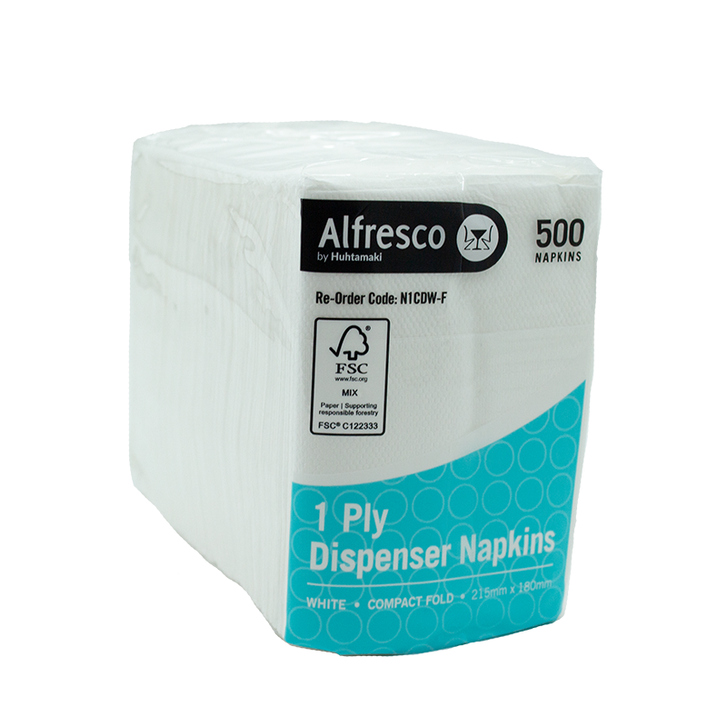 FSC 1 Ply Alfresco White Compact Dispenser Napkin