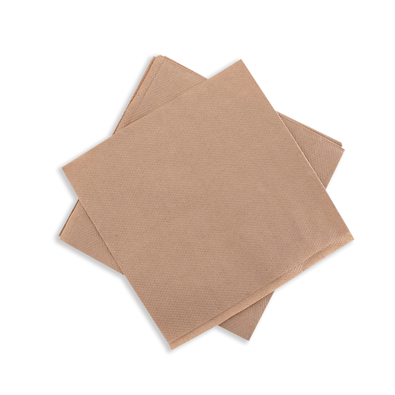 [N1LB-F] FSC Mix Credit Napkin 1 Ply Brown Luncheon 1/4 Fold