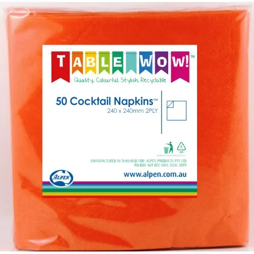 Orange Cocktail Napkin 25x25cm 2ply P50