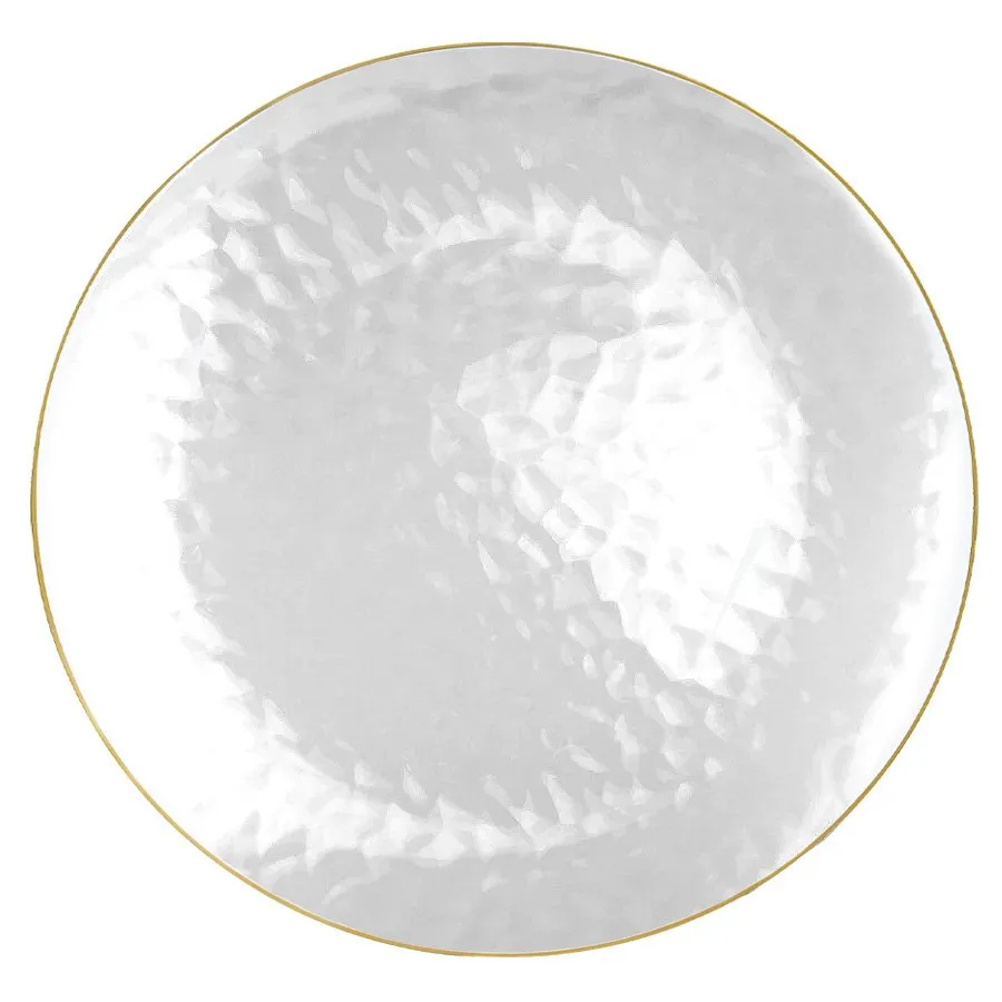[PRGD1010] 250mm Heavy Duty Clear Dimple Plate With Gold Rim Pk10