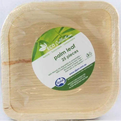 [461127] PALMLEAF SQUARE PLATE 6"PK25x4