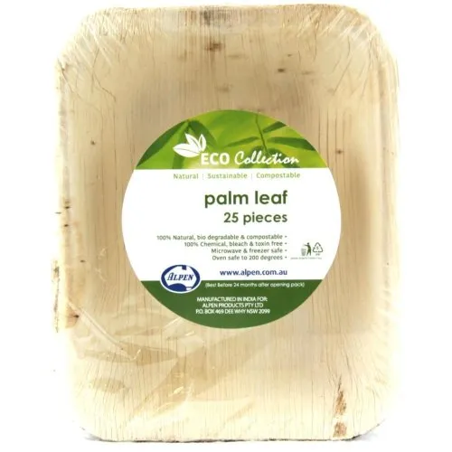 [461140] PALMLEAF RECT PLATE 7X5"PK25x4