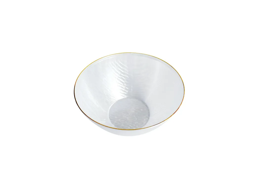 148mm x 68mm Heavy Duty White Bowl With Gold Rim Pk10