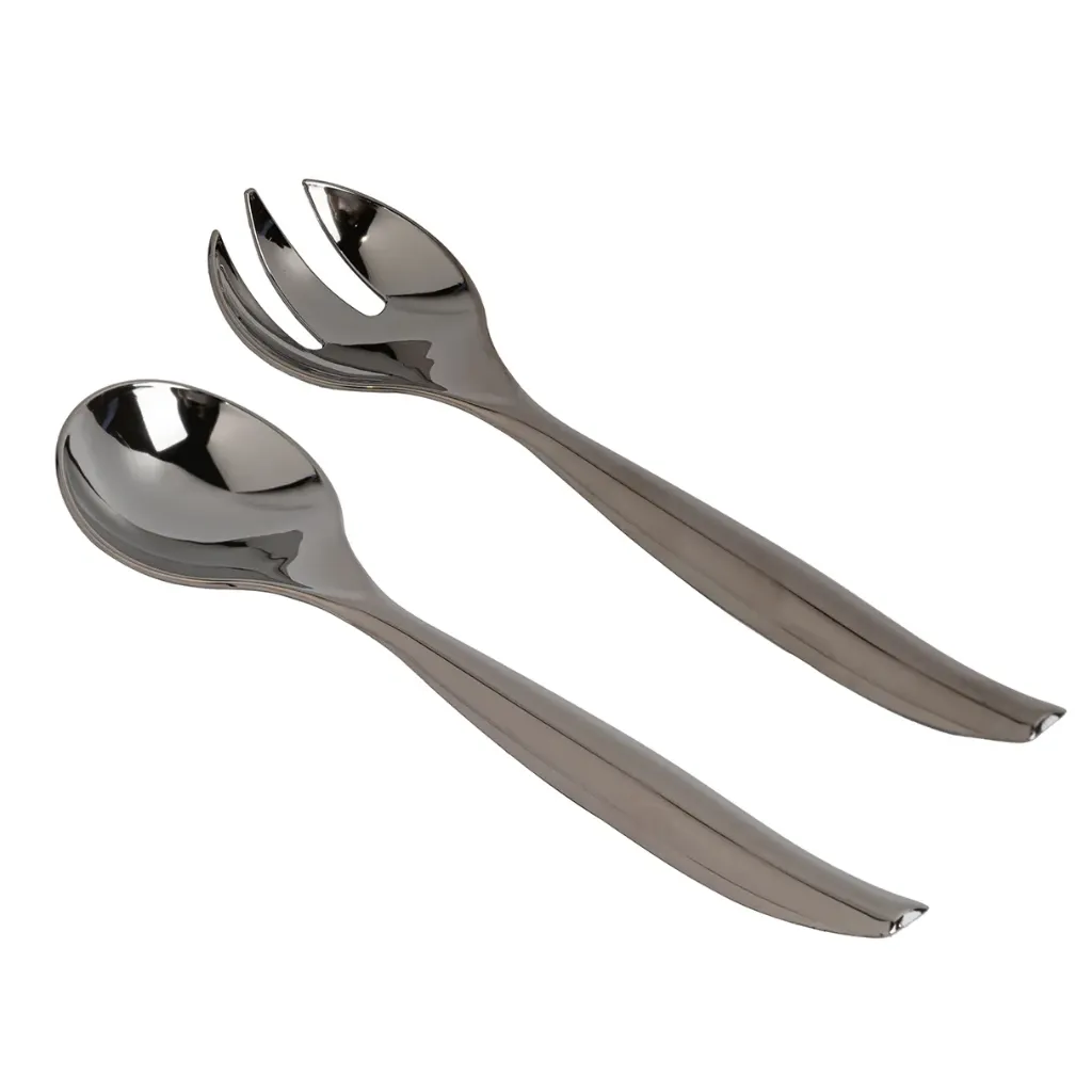 245mm Stainless Steel Look-Alike Salad Servers Pk2 