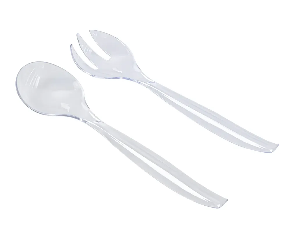 245mm Clear Salad Servers Pk2 