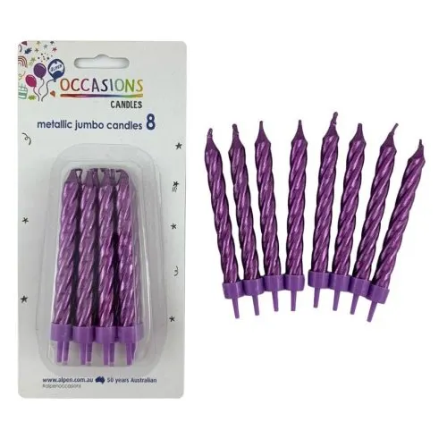 CANDLE JUMBO MET.PURPLE8W/HOLD