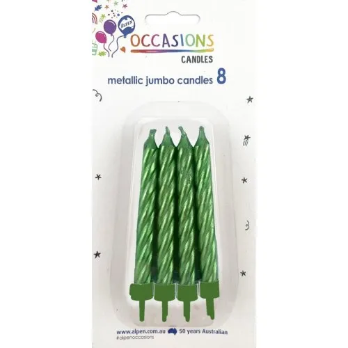 CANDLE JUMBO MET.GREEN 8W/HOLD