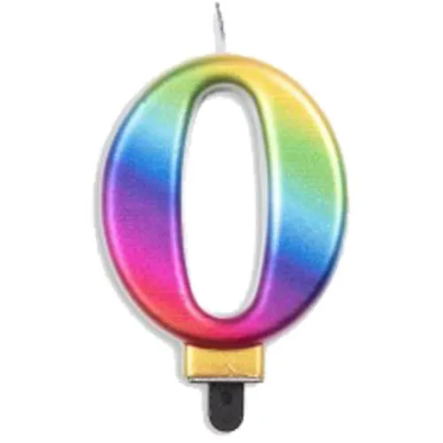 CANDLE NUMERAL JUMBO RAINBOW #0
