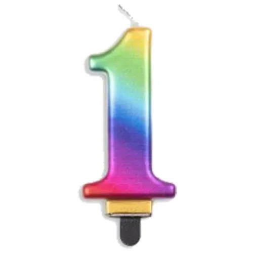 CANDLE NUMERAL JUMBO RAINBOW #1