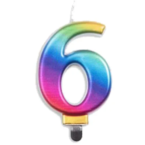 [431236] CANDLE NUMERAL JUMBO RAINBOW #6
