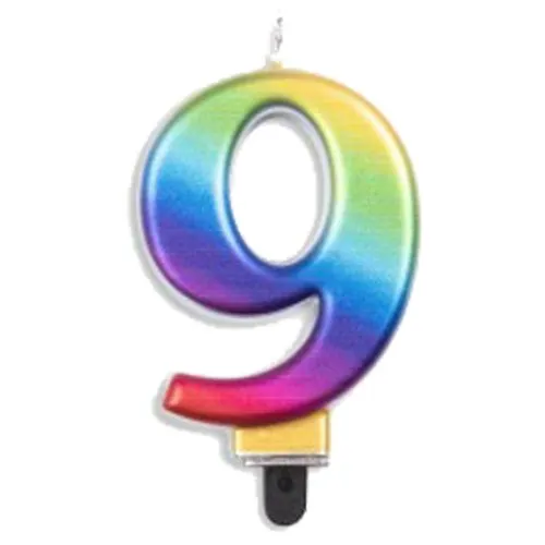 [431239] CANDLE NUMERAL JUMBO RAINBOW #9