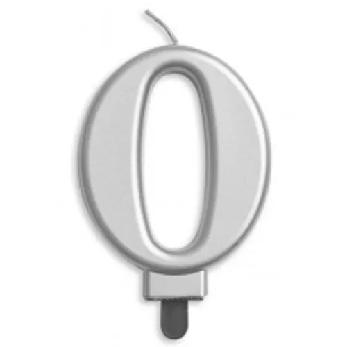 CANDLE NUMERAL JUMBO SILVER #0