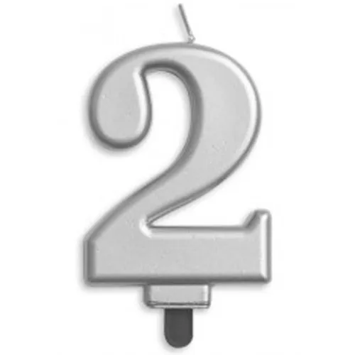 CANDLE NUMERAL JUMBO SILVER #2