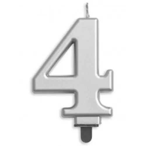 [431254] CANDLE NUMERAL JUMBO SILVER #4