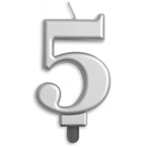[431255] CANDLE NUMERAL JUMBO SILVER #5