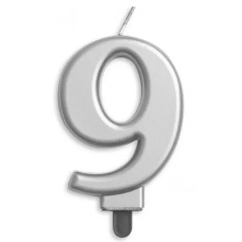 [431259] CANDLE NUMERAL JUMBO SILVER #9