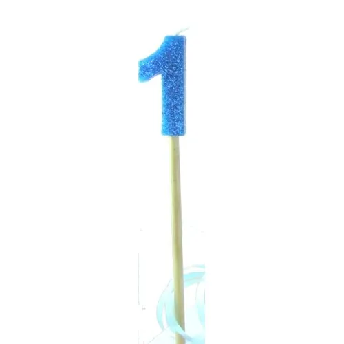 CANDLE BLUE GLITTER L/stick #1