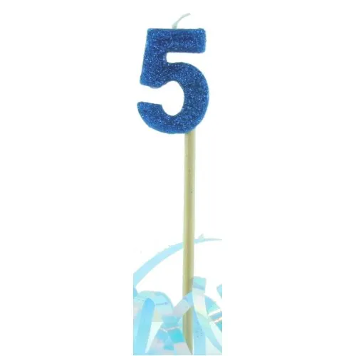 CANDLE BLUE GLITTER L/stick #5