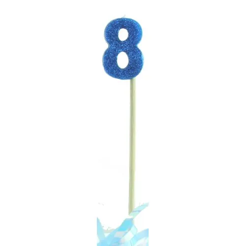 CANDLE BLUE GLITTER L/stick #8