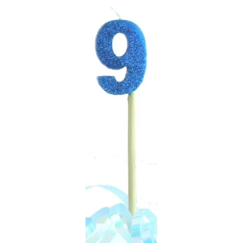 [447709] CANDLE BLUE GLITTER L/stick #9