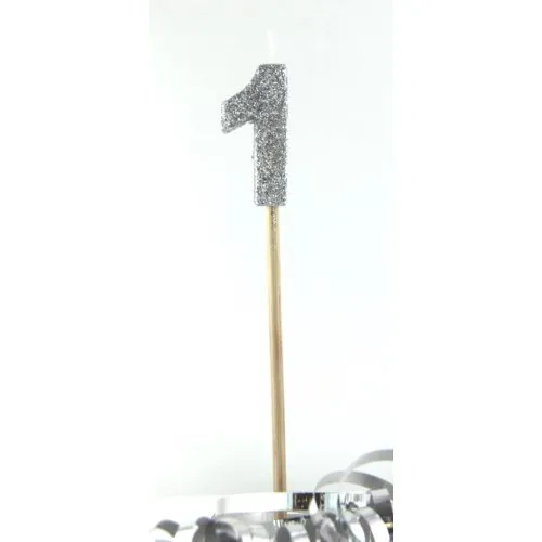 [447901] CANDLE SILVER GLITTERL/stick #1