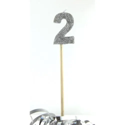 [447902] CANDLE SILVER GLITTERL/stick #2