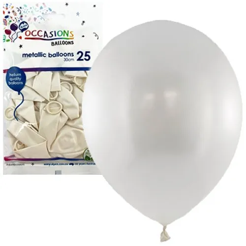 BALLOON MET P25 30CM WHITE