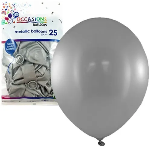 BALLOON MET P25 30CM SILVER