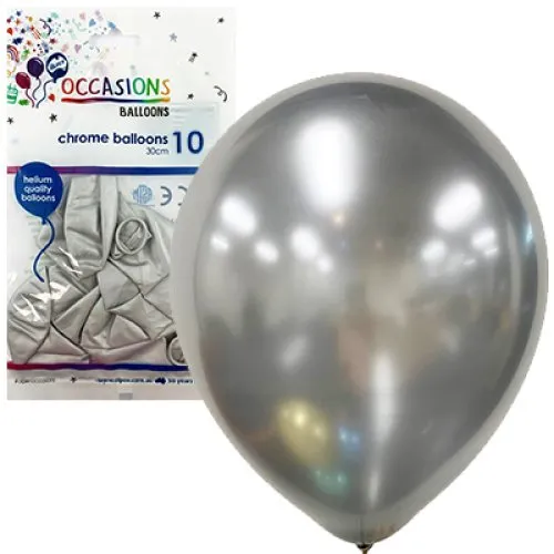 BALLOON CHROME P10 30CM SILVER