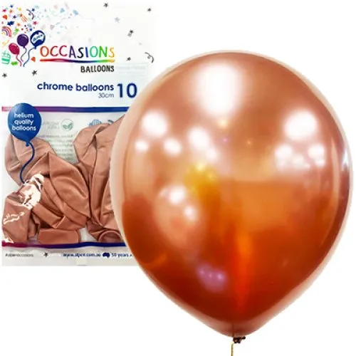 BALLOON CHROMEP10 30CM RSEGOLD