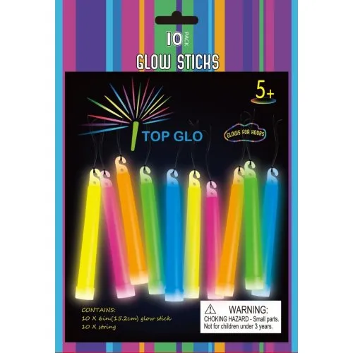 GLOW 6"LIGHTSTICK/STRING AST10