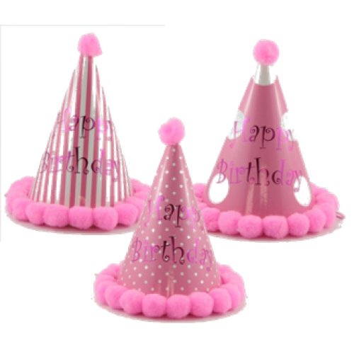 [202141] HAT POMPOM ASTD PINKS 20cmBg18