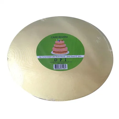 [DPI1212] Compressed Cake Board Round - gold 10" 2mm