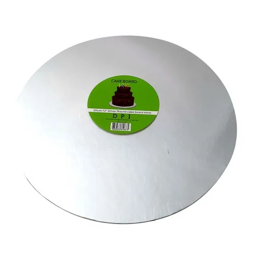 [DPI1173] Cake Board Round - Silver Foil 12" 4mm